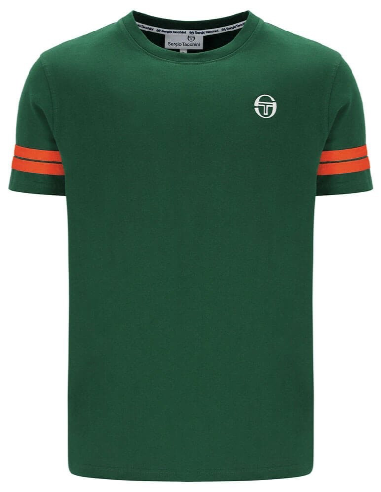Sergio Tacchini Grello Green/Tangerine T-Shirt - Ltd Edition - 100% Cotton