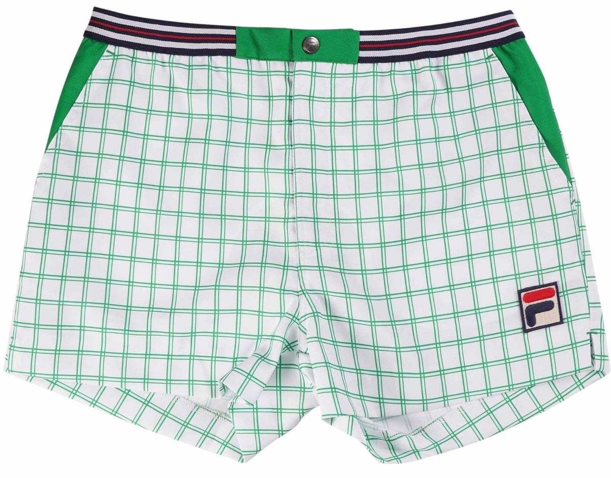 Fila Vintage Borg (Brookes) Retro Tennis Shorts - White/Green - EXCLUSIVE! 2025
