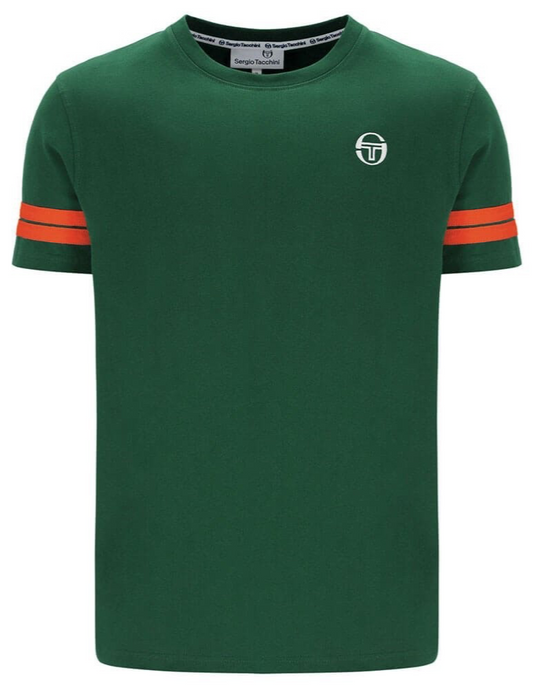 Sergio Tacchini Grello Green/Tangerine T-Shirt - Ltd Edition - 100% Cotton