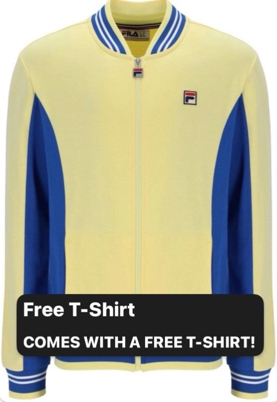 Fila Vintage Borg Wimbledon Settanta Tennis Track Top (Yellow/Blue RRP £80