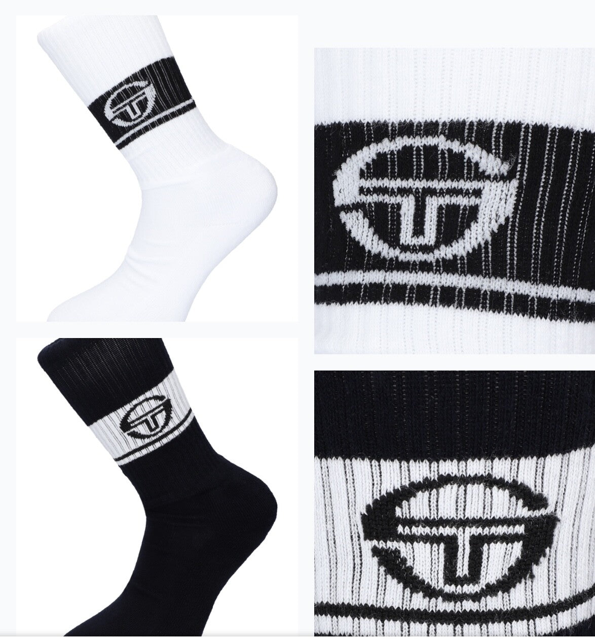 Sergio Tacchini/John McEnroe-2 x Pairs of Tennis Socks-White/Navy or Navy/White.