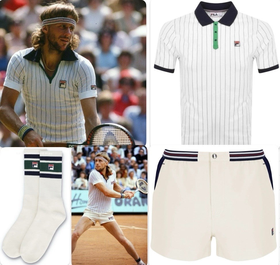 Fila Bjorn Borg’s Wimbledon Kit-Shirt, Shorts, Socks, headband & Free Wristbands