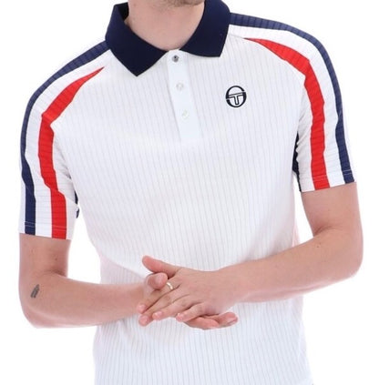 Sergio Tacchini McEnroe Blow White/Red/Blue Tennis Polo Shirt+Free Red Headband