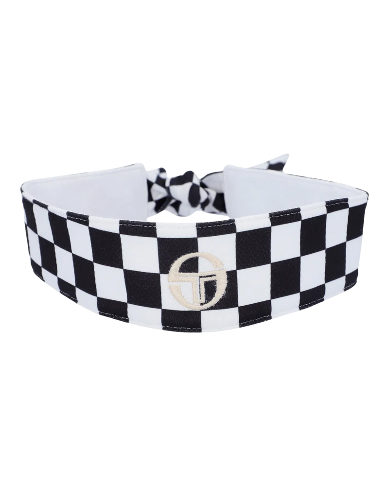 Pat Cash inspired Sergio Tacchini Chequered Black and White Headband RRP £203