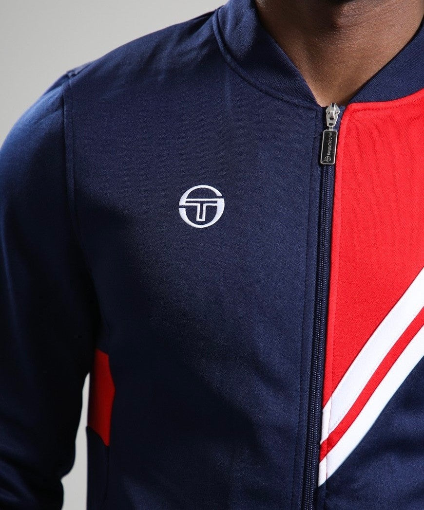 Sergio Tacchini Reno Gerulaitis Navy Blue/Red Bomber Tennis Track Top