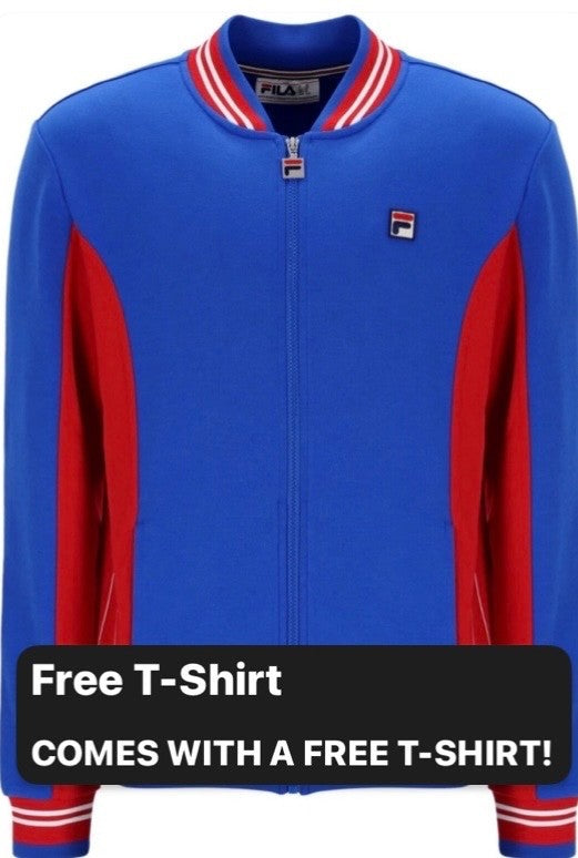 Fila Vintage Borg Wimbledon Settanta Tennis Track Top Red/Blue RRP £80