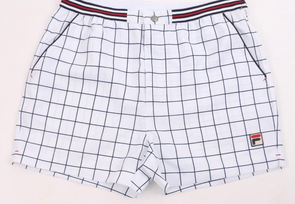 Fila Borg Hightide Retro Borg Wimbledon White Check Tennis Shorts (Casuals)