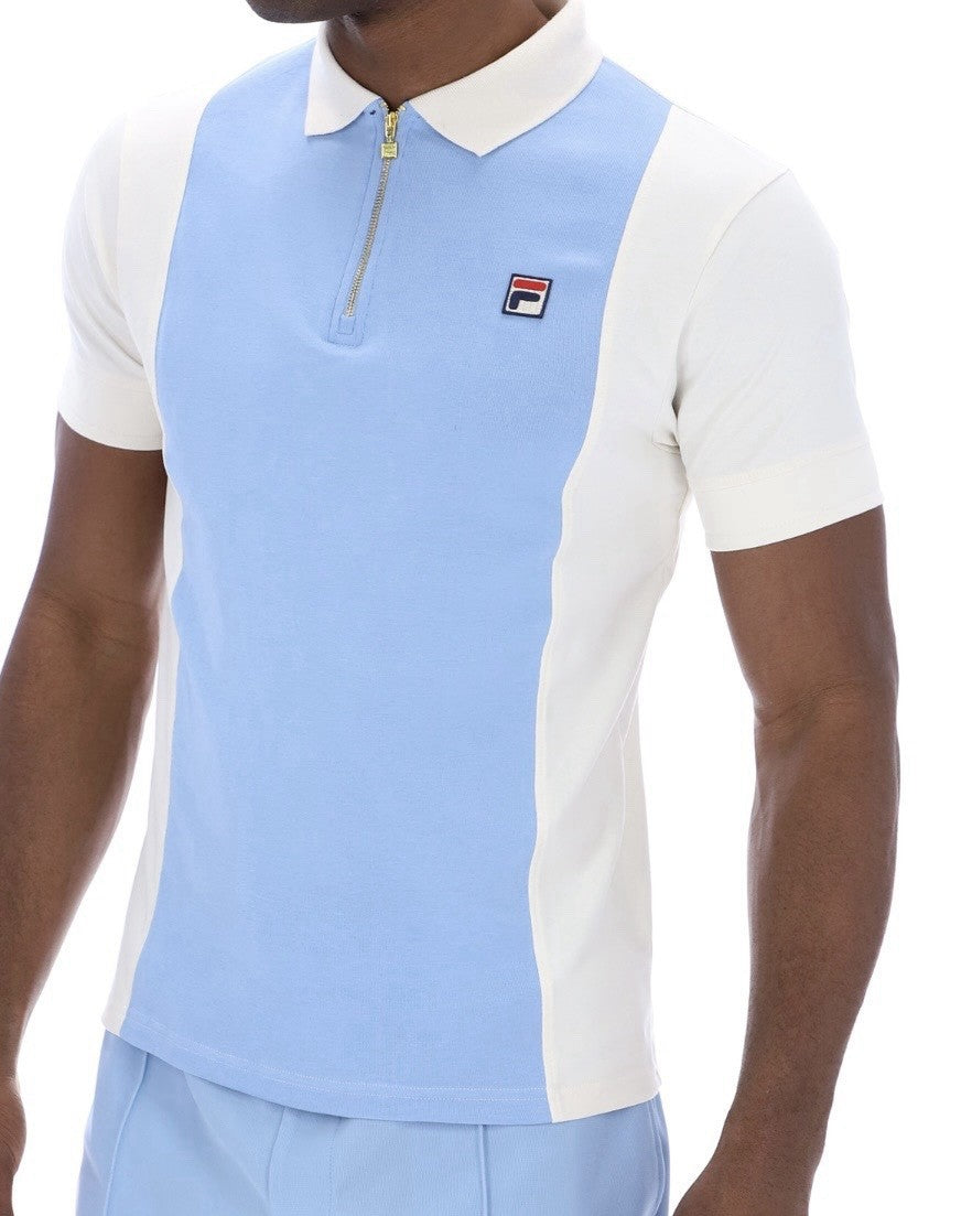Fila Borg Pierro Polo- White/Sky Blue Polo Shirt - RRP £50