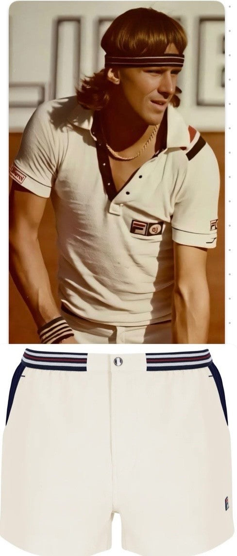 Fila Borg Massimo Towelling Polo Shirt + Matching Retro White Fila Borg Shorts
