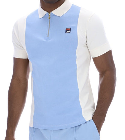Fila Borg Pierro Polo- White/Sky Blue Polo Shirt - RRP £50