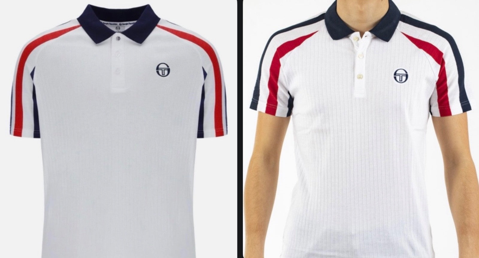 Sergio Tacchini McEnroe Blow White/Red/Blue Tennis Polo Shirt+Free Red Headband