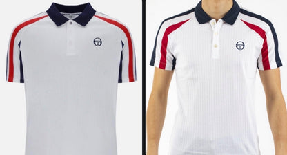 Sergio Tacchini McEnroe Blow White/Red/Blue Tennis Polo Shirt+Free Red Headband