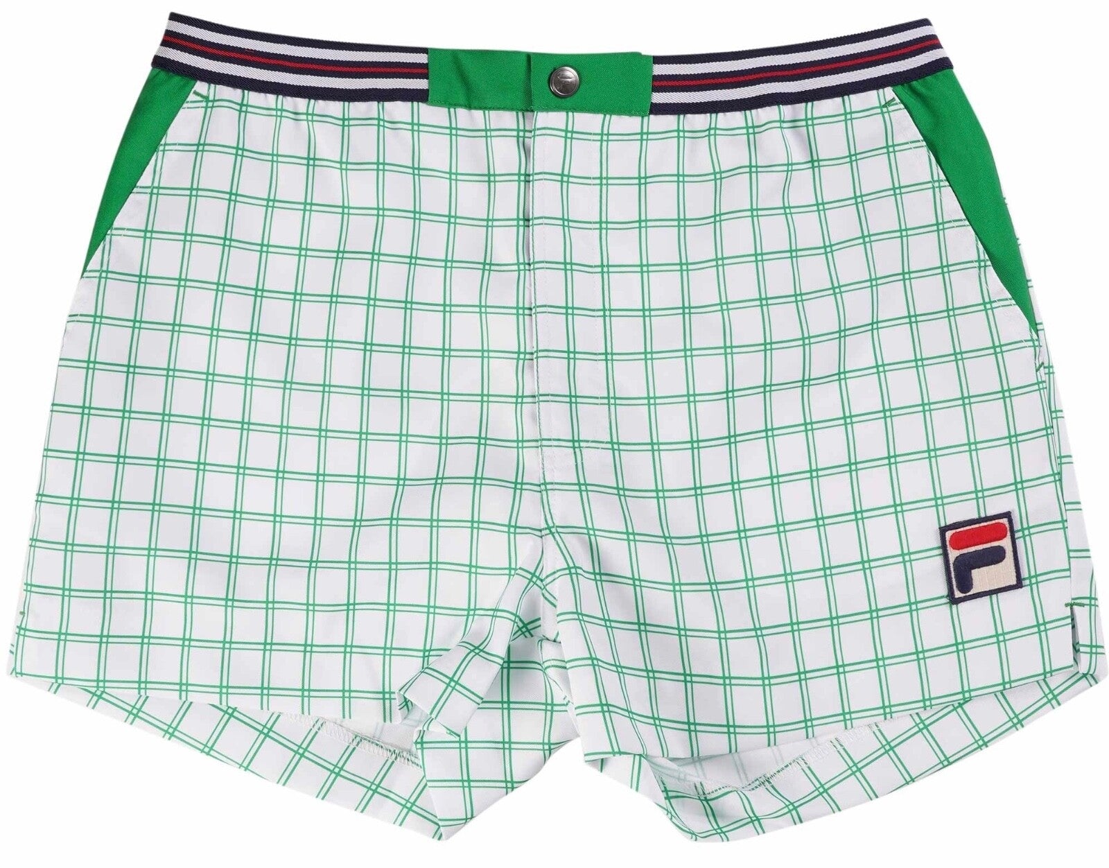 Fila Vintage Borg (Brookes) Retro Tennis Shorts - White/Green -  EXCLUSIVE! 2025