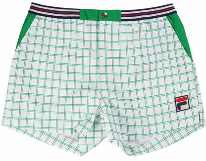 Fila Vintage Borg (Brookes) Retro Tennis Shorts - White/Green -  EXCLUSIVE! 2025