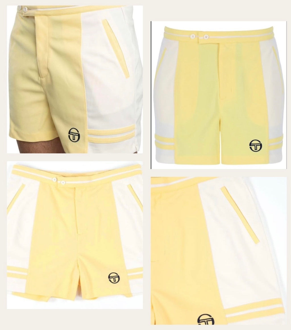 Sergio Tacchini SuperMk2 Shorts Off White/Yellow Tennis Shorts
