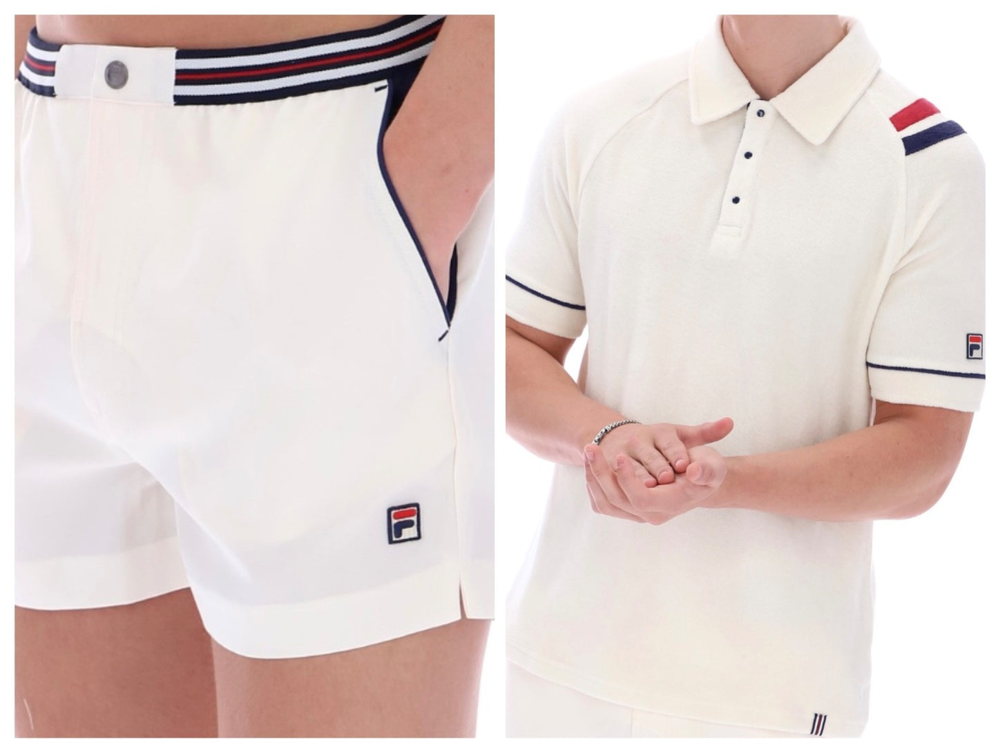Fila Massimo Borg BB1 Gardenia (off white)Tennis Shirt & Hightide shorts RRP £95