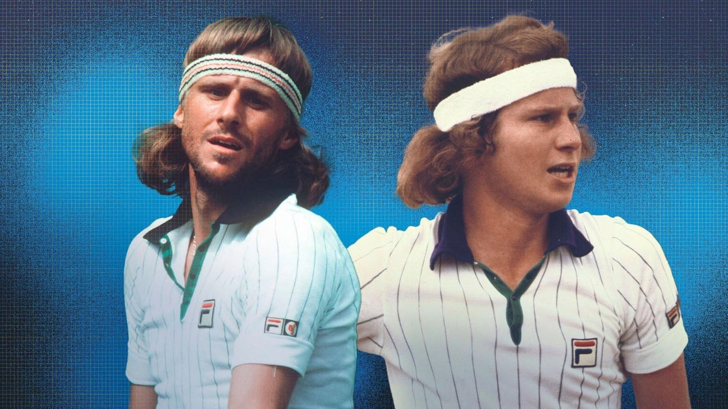 Fila Bjorn Borg BB1 Wimbledon Polo Tennis Shirt-100% Cotton - White & Blue/Green