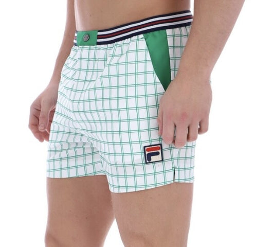 Celtic Colours Fila Vintage Borg (Brookes) Retro Tennis Shorts - White/Green -