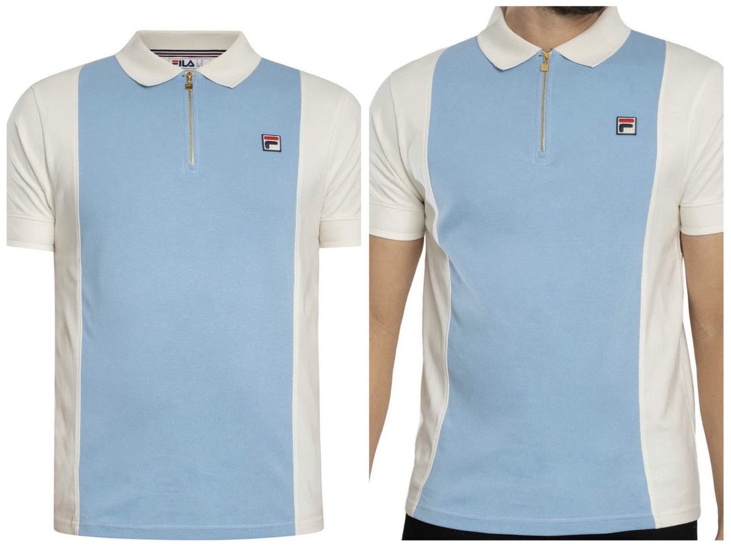 Fila Borg Pierro Polo- White/Sky Blue Polo Shirt - RRP £50
