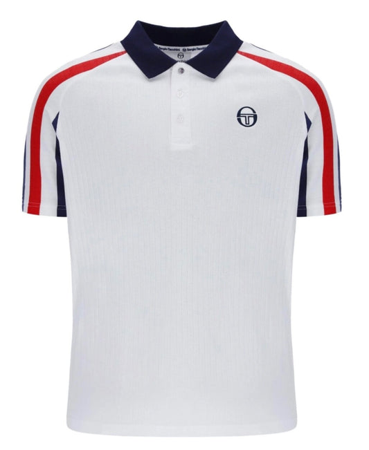 Sergio Tacchini McEnroe Blow White/Red/Blue Tennis Polo Shirt -Free Red Headband
