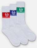 Sergio Tacchini/John McEnroe- 3 x Pairs of Tennis Socks - White with Colours