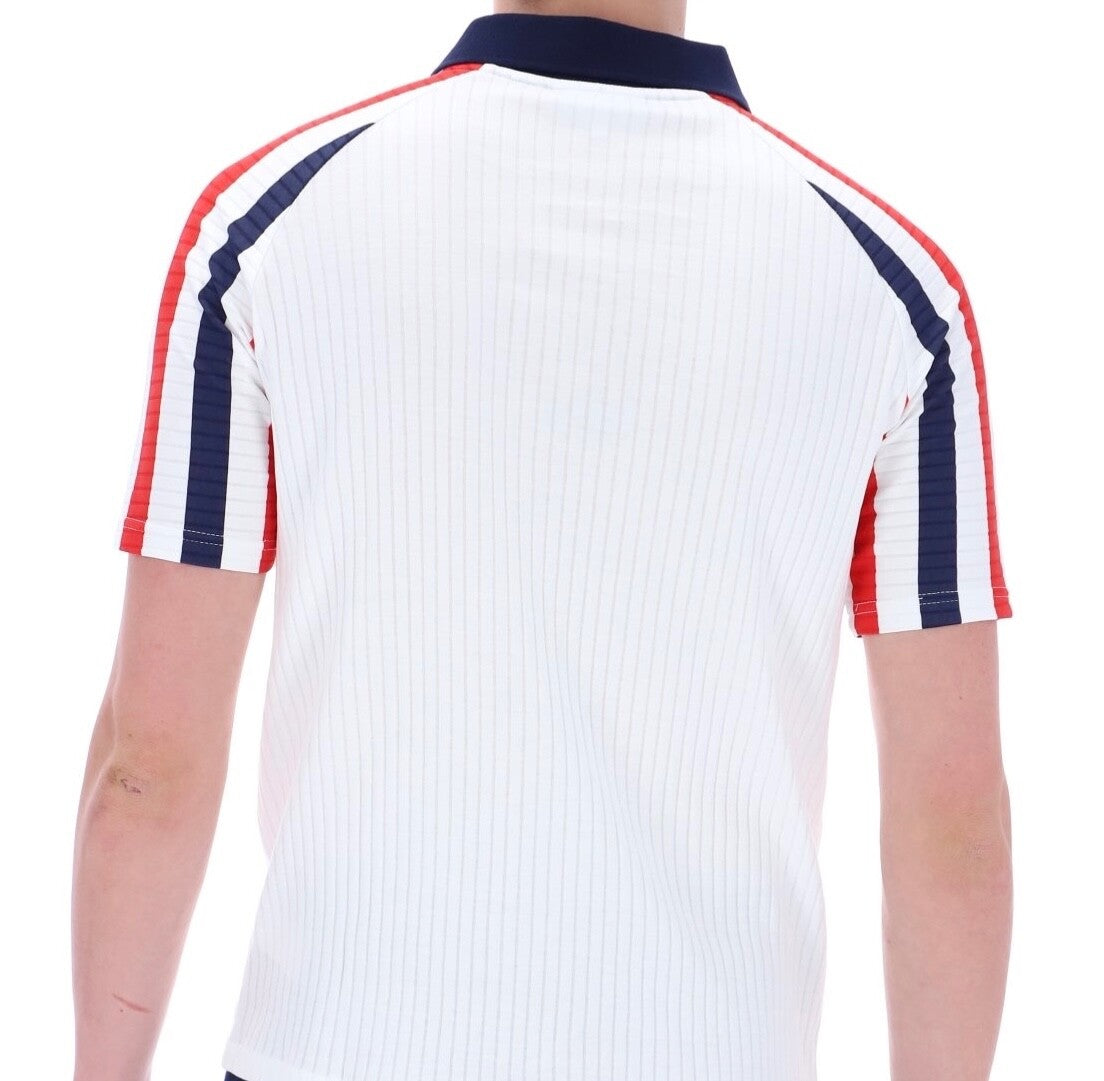 Sergio Tacchini McEnroe Blow White/Red/Blue Tennis Polo Shirt+Free Red Headband