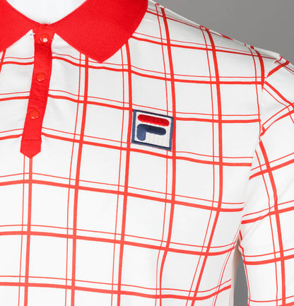 Fila Vintage Borg (Bobby) Retro Tennis Polo Shirt- Off White/Red-Arsenal 2025!