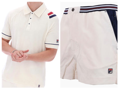 Fila Massimo Borg BB1 Gardenia (off white)Tennis Shirt & Hightide shorts RRP £95