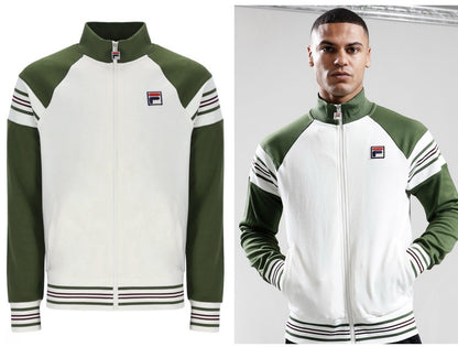 Fila Vintage Ferrara Track Jacket (Cream/Green) RRP £75