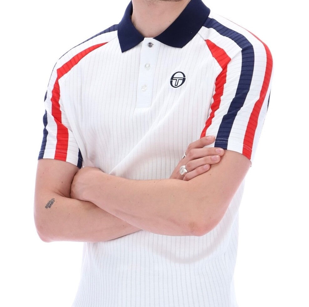 Sergio Tacchini McEnroe Blow White/Red/Blue Tennis Polo Shirt+Free Red Headband