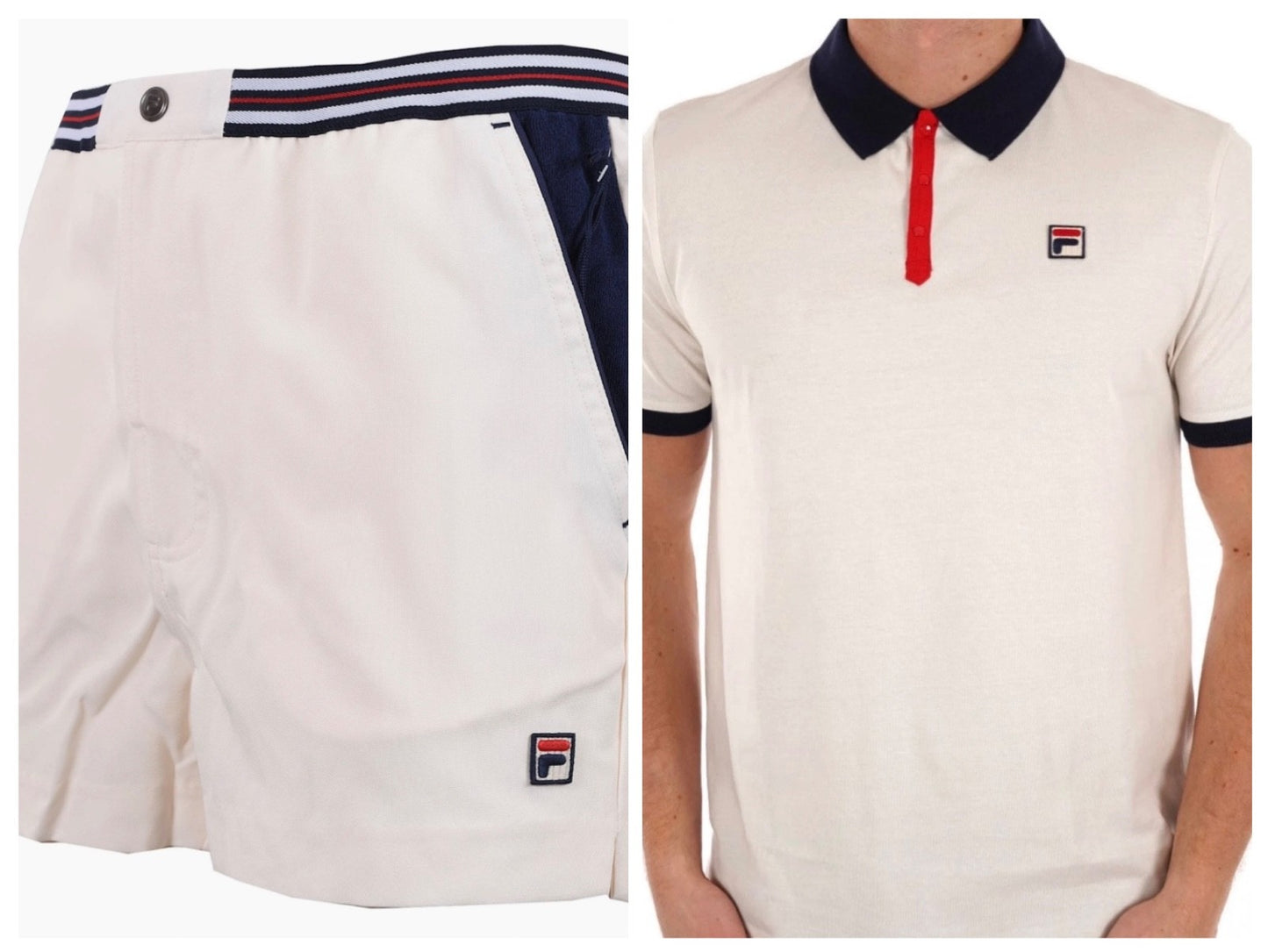 Fila Panatta 2 Polo Shirt & Hightide Tennis Shorts - Gardenia(Off White) RRP £95