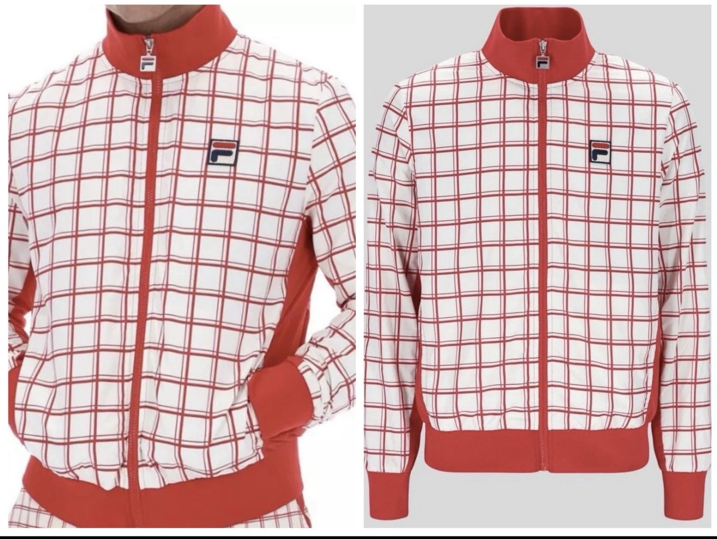 Fila Vintage Borg (Morgan) Tennis Track Top in Off white/red - EXCLUSIVE 2025!