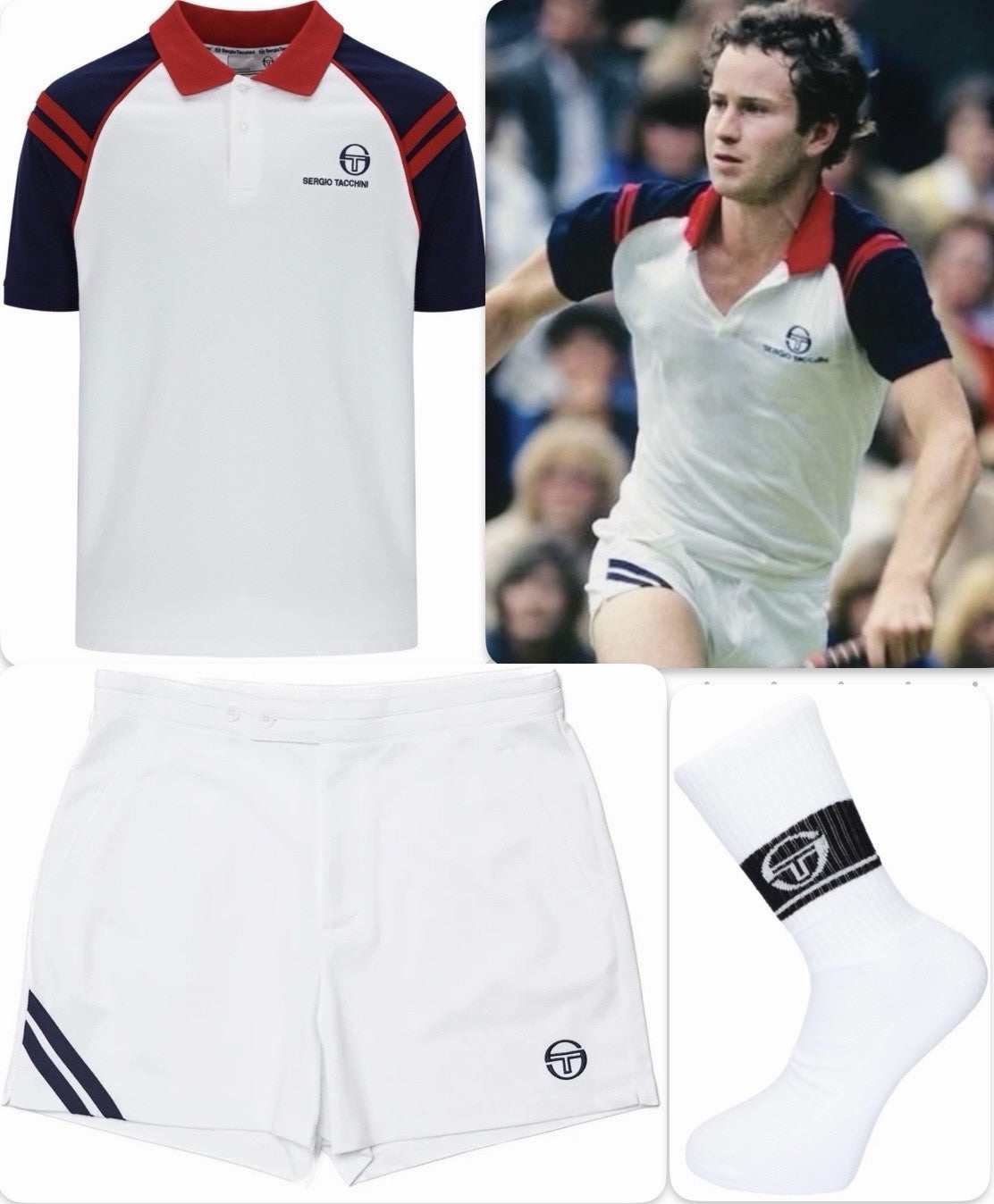 Sergio Tacchini John McEnroe 1982 Wimbledon Outfit - Shirt, shorts & free socks