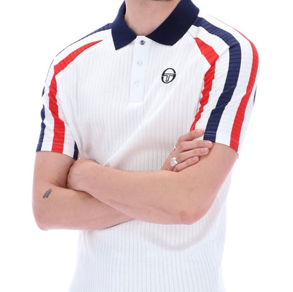 Sergio Tacchini McEnroe Blow White/Red/Blue Tennis Polo Shirt+Free Red Headband