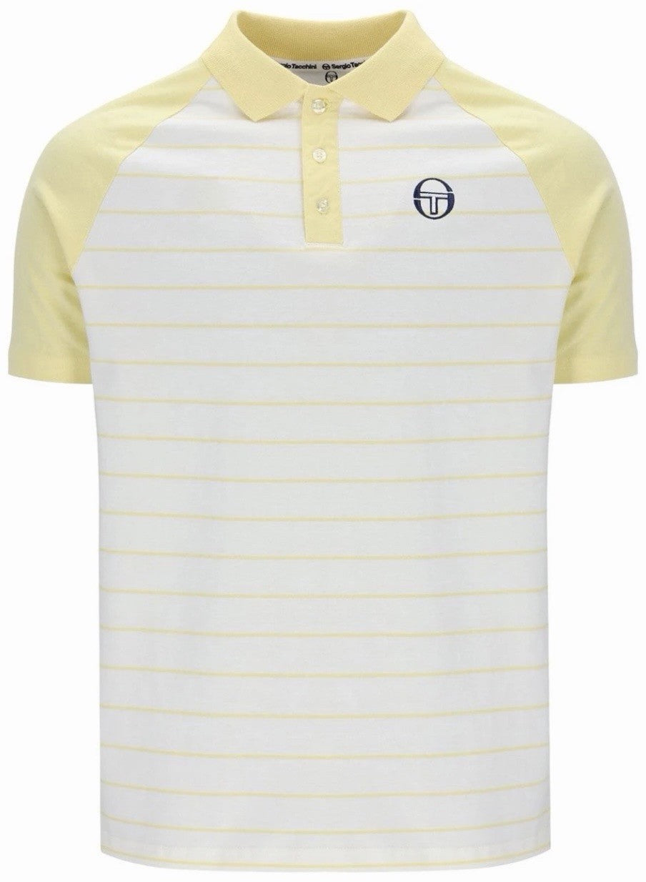 Sergio Tacchini Sandro White/Yellow Tennis Polo Shirt - Gene Mayer