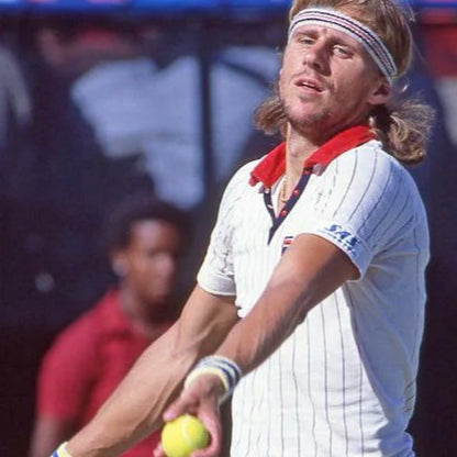 Fila Vintage Bjorn Borg BB1 Polo Tennis Shirt - 100% Cotton - White/Red/Blue