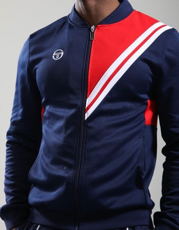 Sergio Tacchini Reno Gerulaitis Navy Blue/Red Bomber Tennis Track Top