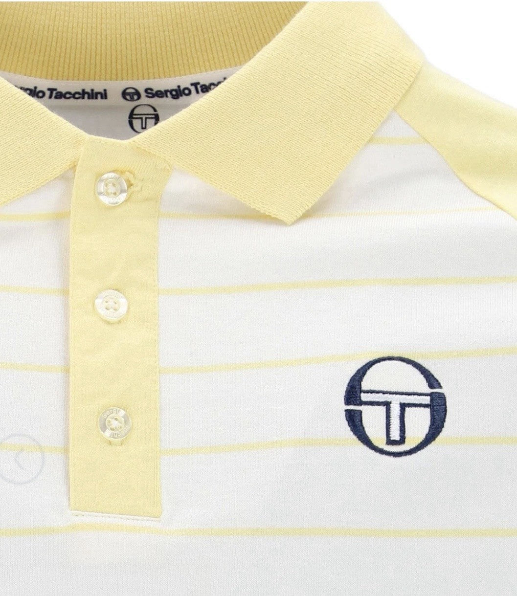 Sergio Tacchini Sandro White/Yellow Tennis Polo Shirt - Gene Mayer