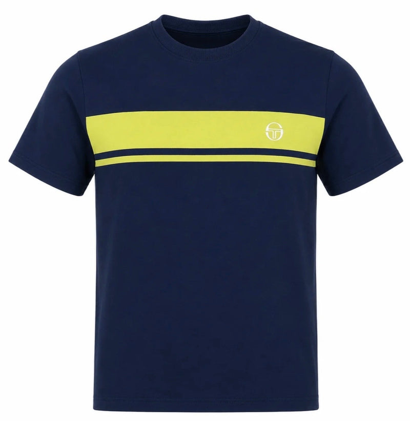 Sergio Tacchini Masters Tee T-Shirt - Blue/Celery Green - 100% Cotton
