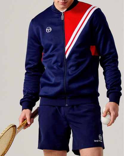 Sergio Tacchini Reno Gerulaitis Navy Blue/Red Bomber Tennis Track Top