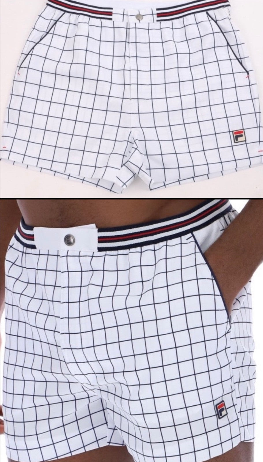 Fila Borg Hightide Retro Borg Wimbledon White Check Tennis Shorts (Casuals)