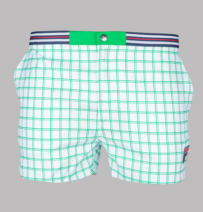 Fila Vintage Borg (Brookes) Retro Tennis Shorts - White/Green -  EXCLUSIVE! 2025