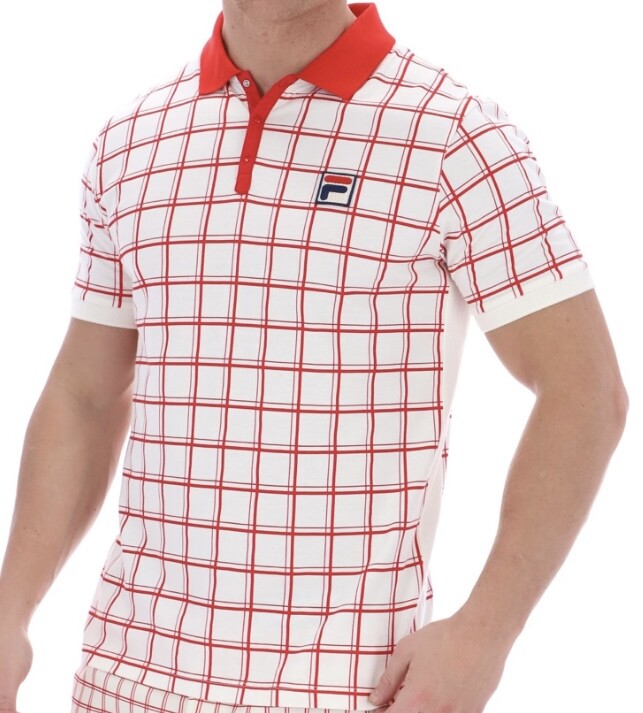 Fila Vintage Borg (Bobby) Retro Tennis Polo Shirt- Off White/Red-Arsenal