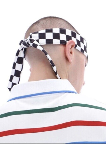 Pat Cash inspired Sergio Tacchini Chequered Black and White Headband-RRP £20