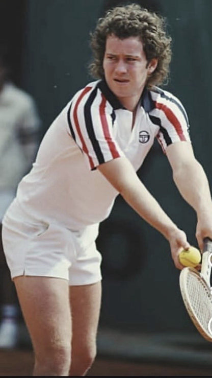 Sergio Tacchini McEnroe Blow White/Red/Blue Tennis Polo Shirt+Free Red Headband