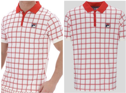 Fila Vintage Borg (Bobby) Retro Tennis Polo Shirt- Off White/Red-Arsenal 2025!