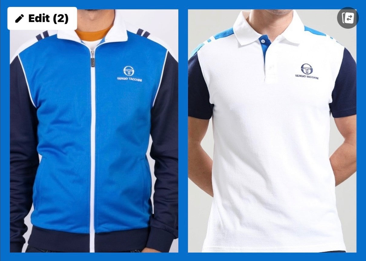 Sergio Tacchini Drive Royal Blue - Tennis Track Top w Matching Drive Polo Shirt