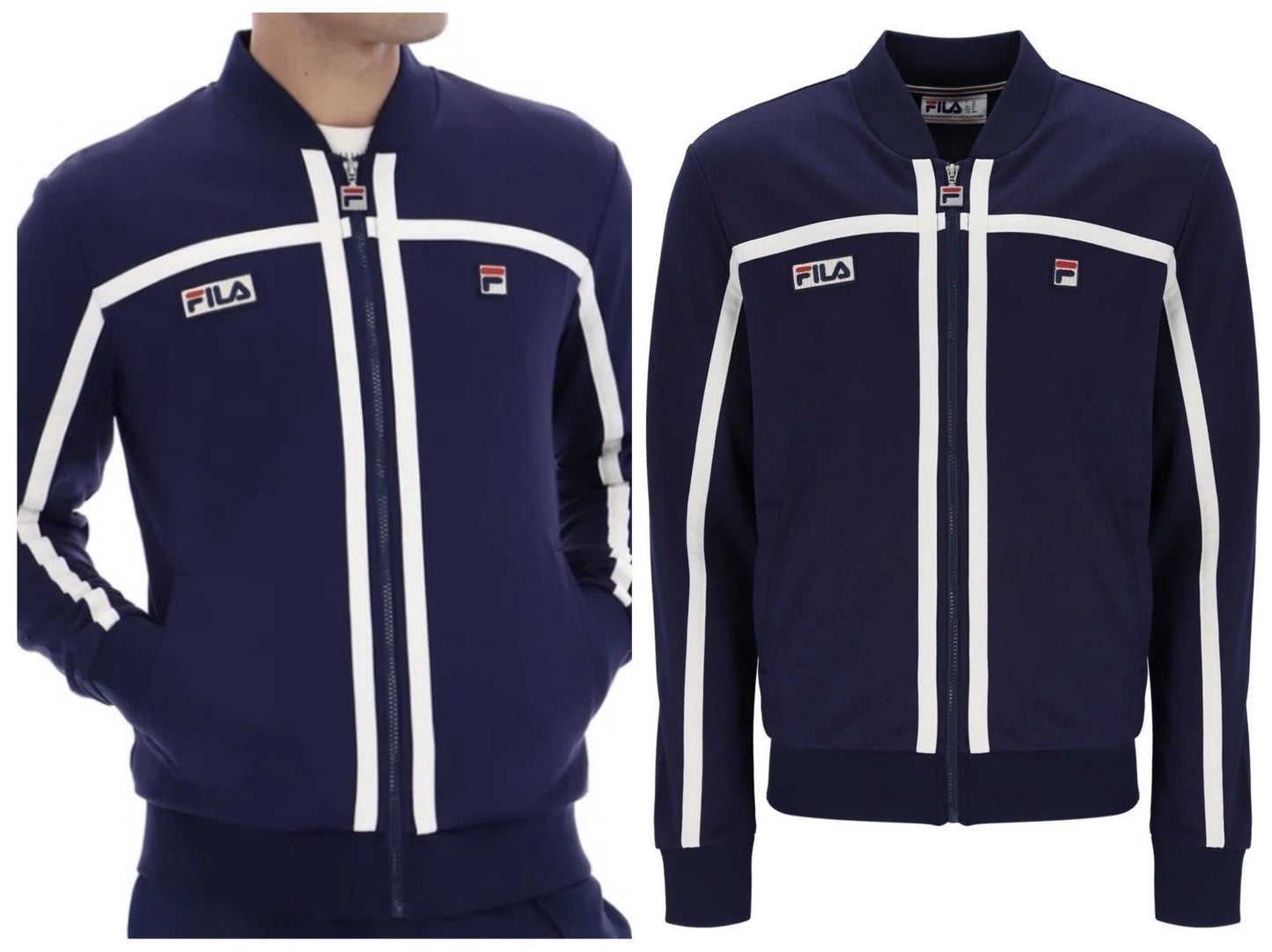 Fila Borg Fila Emilio Tennis Track Top in Navy Blue